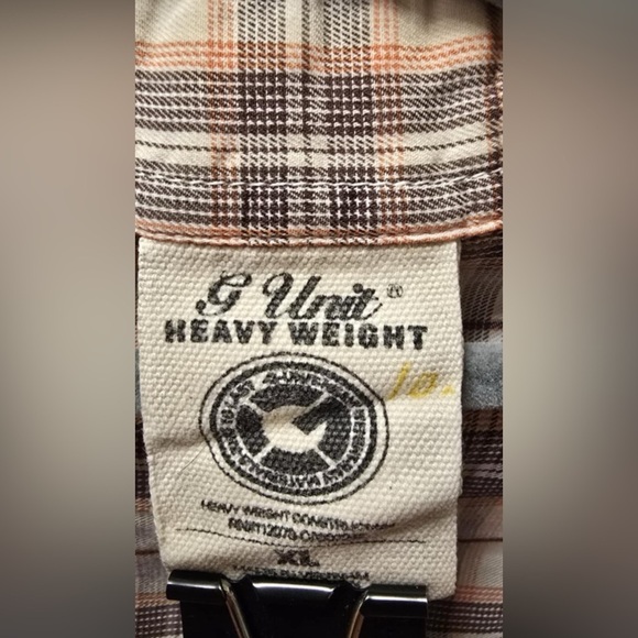 G-Unit Heavy Weight Men’s XL Plaid Button-Up Short Sleeve Shirt - Picture 3 of 3